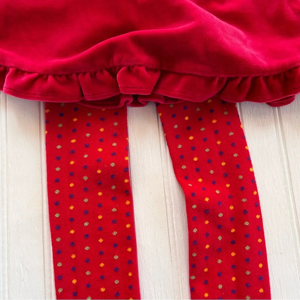 Hanna Andersson ~Girl’s Red Polka Dot Denmark Cotton Blend Footed Tights 150/160
